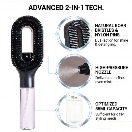 One-Click Spray Anti-Frizz Hair Brush