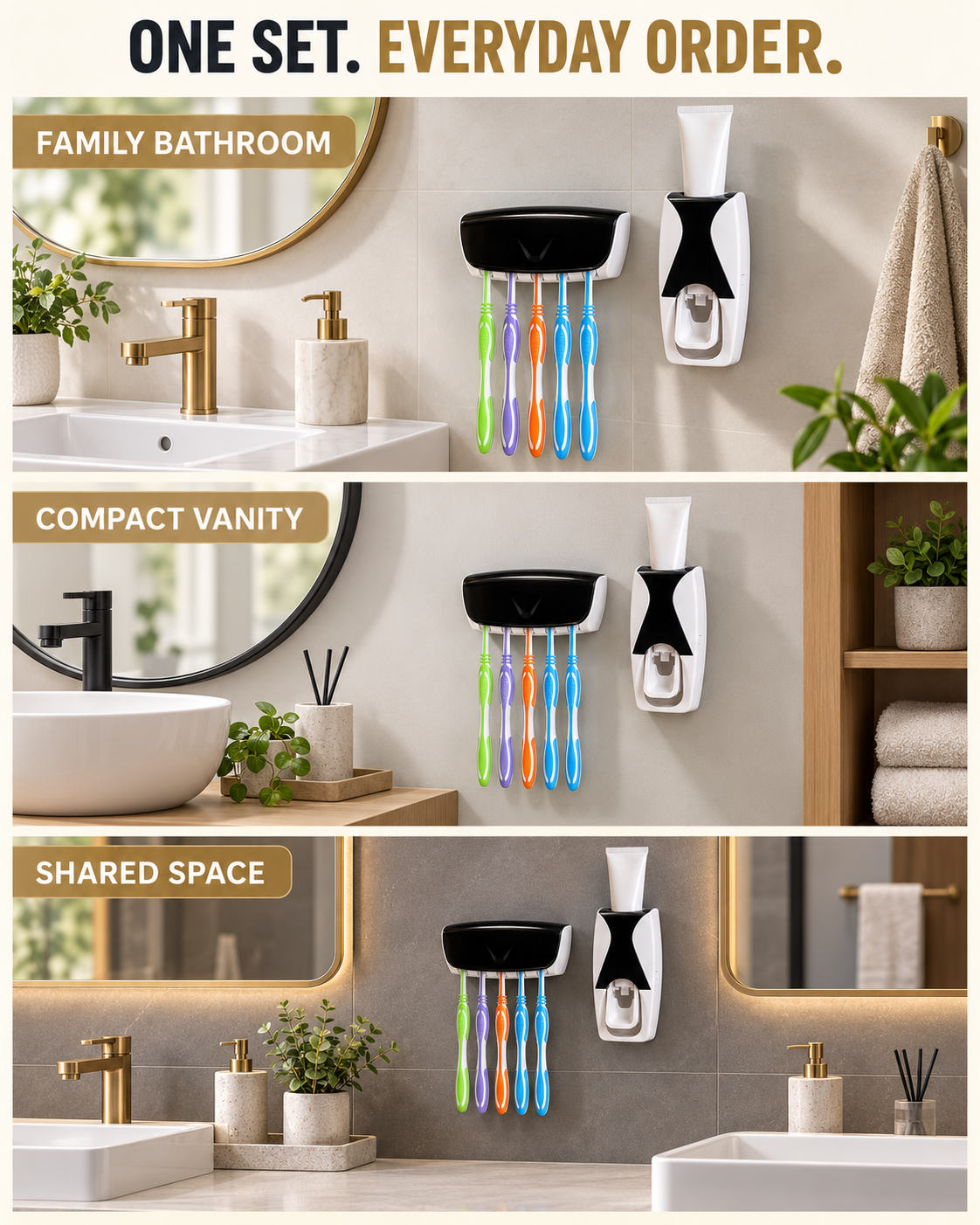 Automatic Toothpaste Dispenser use cases for family, compact and shared bathrooms