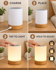 Calm Touch Lamp charging placement touch and brightness steps