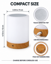 Calm Touch Lamp size charging port touch top and hanging ring