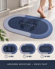 Dry Step Bath Mat quick drying performance at 2, 8 and 10 seconds
