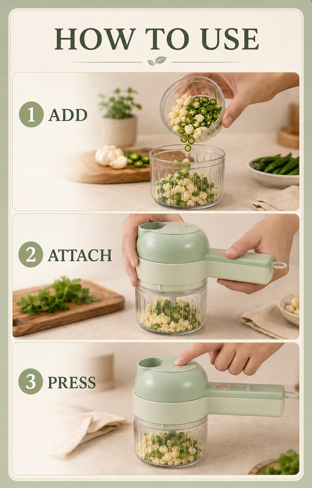 How to use the 4 in 1 Electric Vegetable Cutter