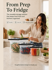 Woman using GOMANBY Fresh Keep Bags for everyday food prep
