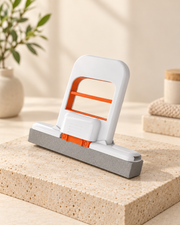 GOMANBY Smart Squeeze Mop premium product hero showing the compact white and orange foldable desktop mop