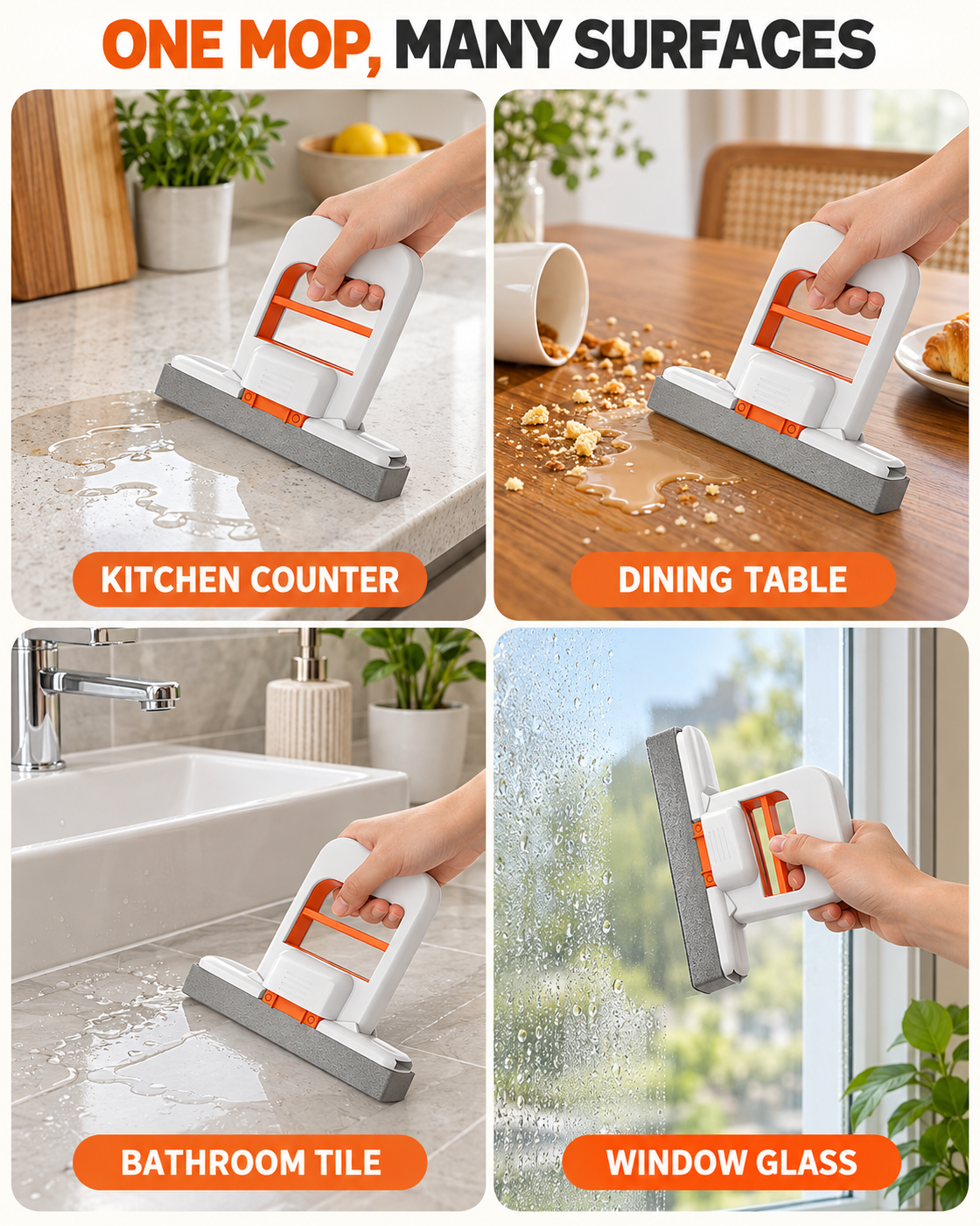 GOMANBY Smart Squeeze Mop for kitchen, bathroom and desktop spill cleaning