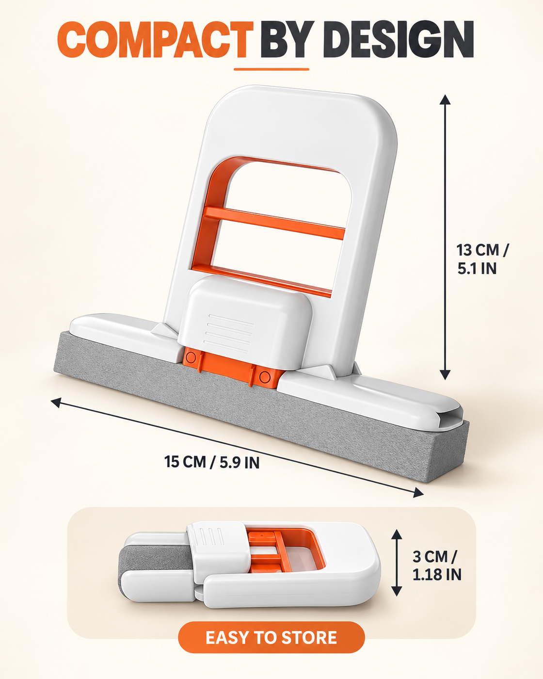GOMANBY Smart Squeeze Mop size and specifications: 15 cm wide, 13 cm high and 3 cm thick