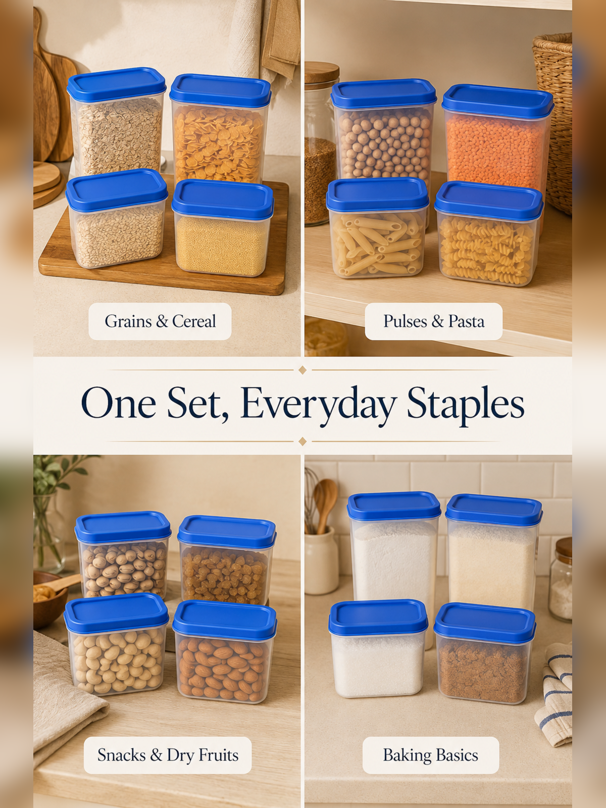 Pantry Seal Set use cases for grains pulses pasta snacks and baking basics