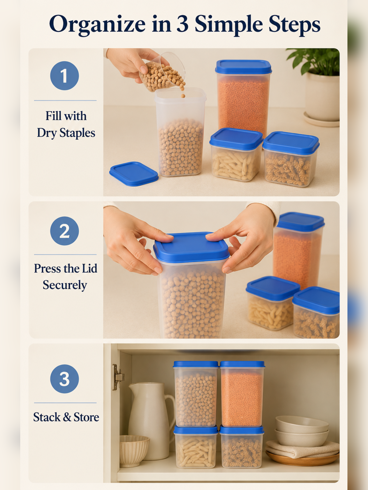 How to fill close and stack the Pantry Seal Set