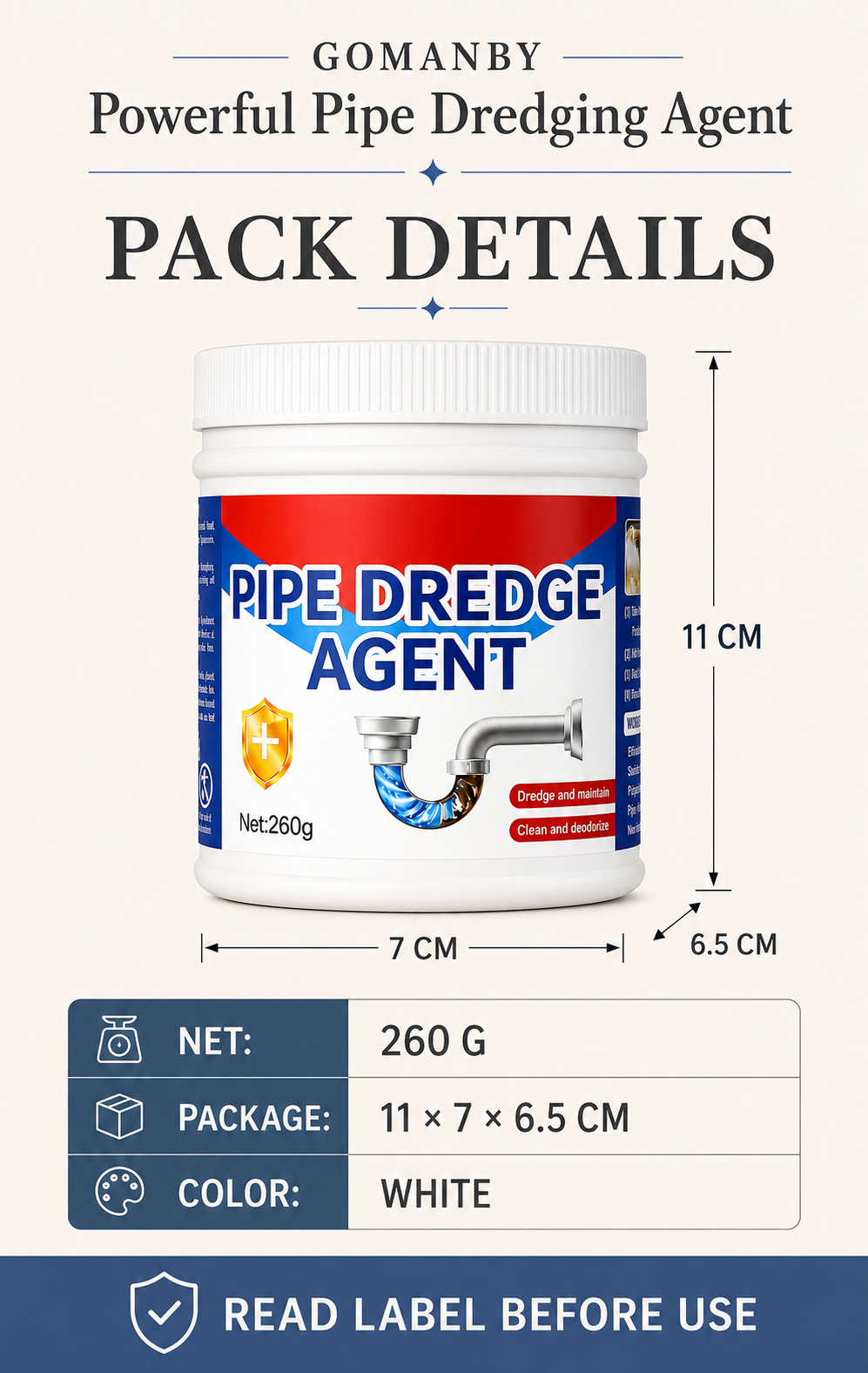 Powerful Pipe Dredging Agent verified pack details