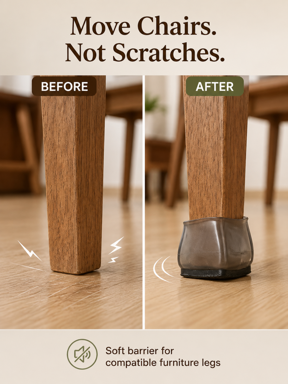 QuietStep Pads before and after floor protection