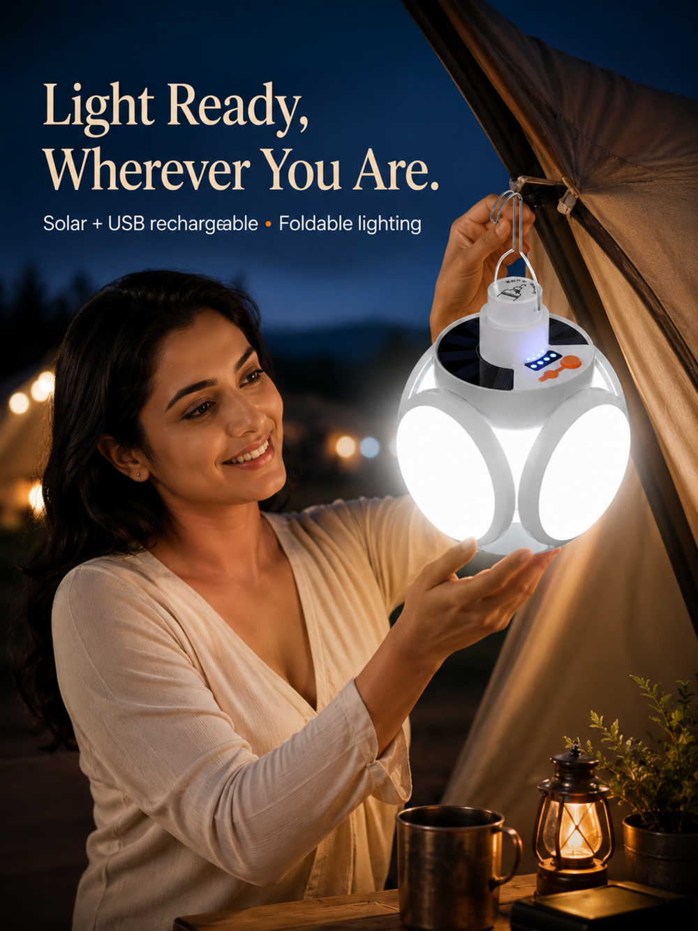 ReadyGlow Light female camping lifestyle featured image