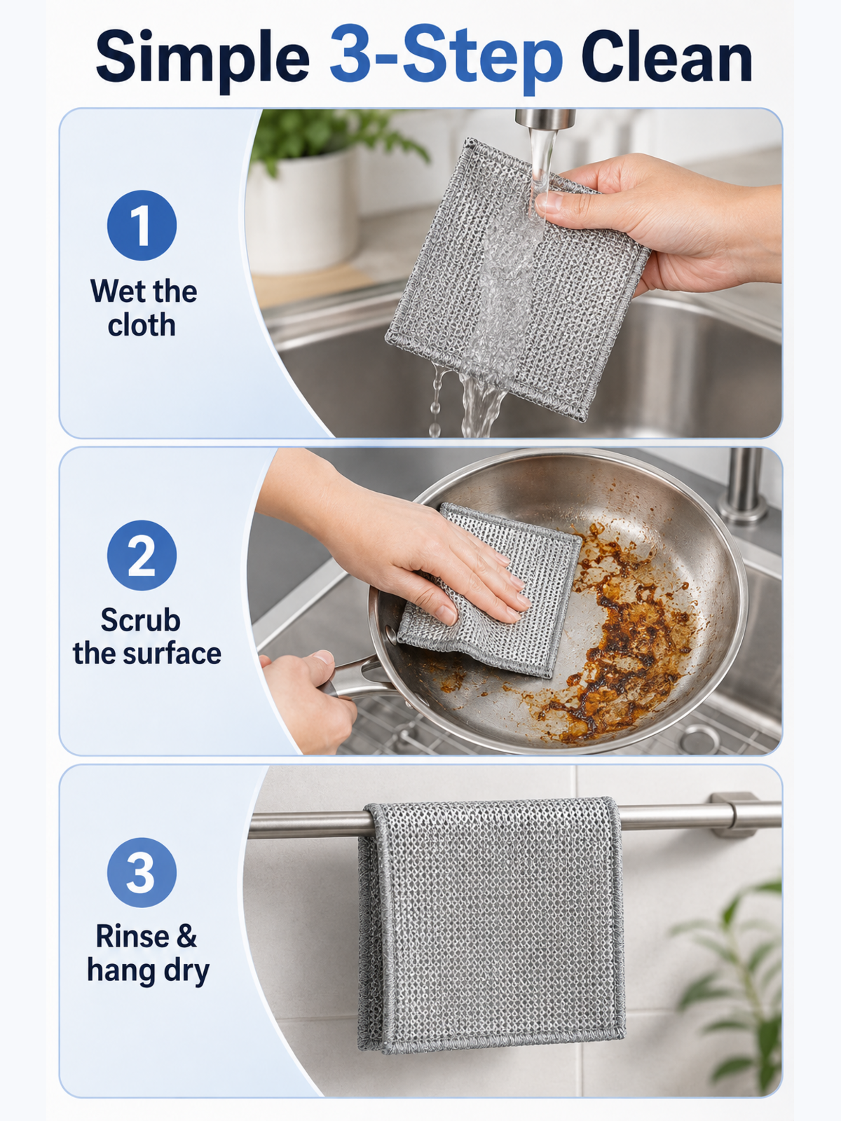 How to wet scrub rinse and dry Silver Scrub Cloth