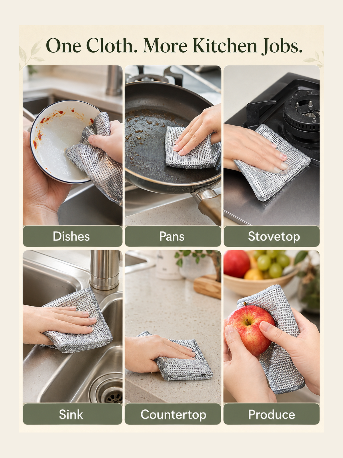Silver Scrub Cloth kitchen cleaning use cases