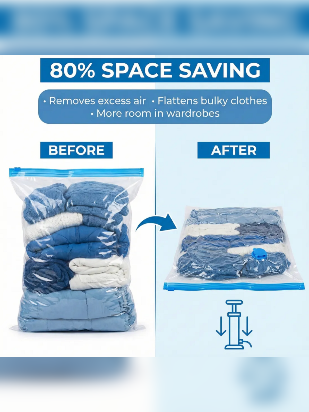 SpaceSeal Set vacuum compression before and after