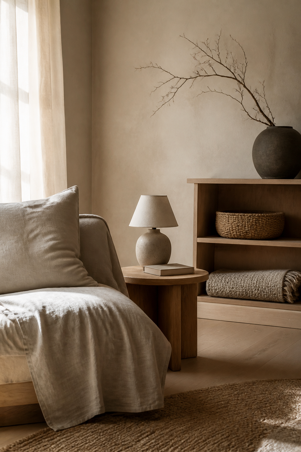 A warm, uncluttered living space